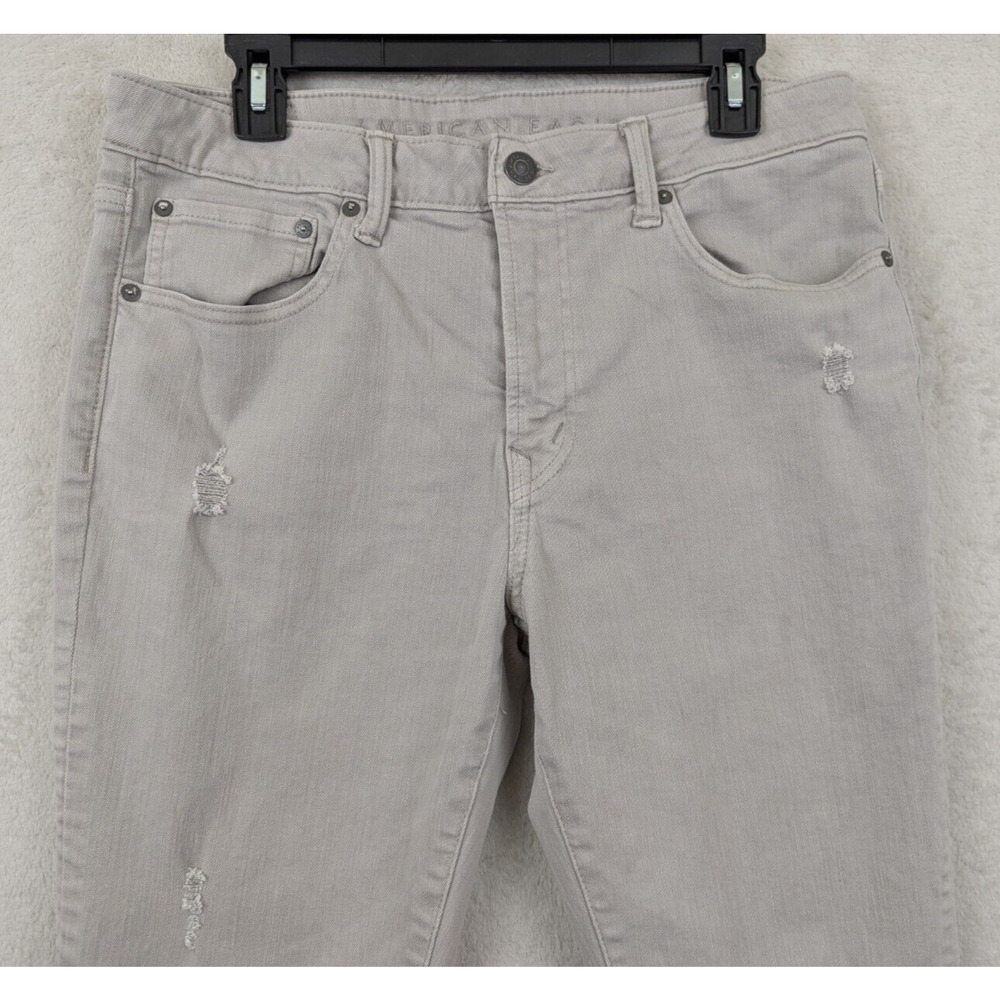 American Eagle sz 34/30 Slim Straight Skinny Jeans distressed stretchy 1243 - Picture 2 of 7
